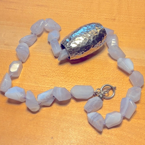 Agate and 925 Sterling silver necklace - Picture 1 of 8